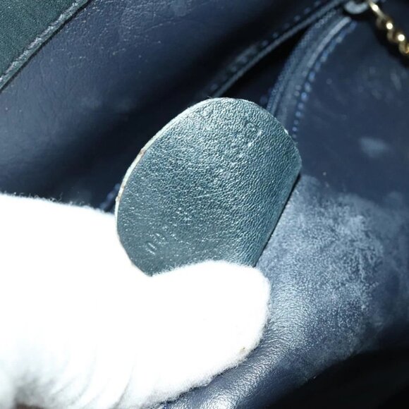 GUCCI Bamboo Hand Bag Leather 2way Navy Gold 001 3444 1638 Auth BA3439 - Picture 13 of 15